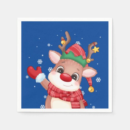 Cute Rudolph The Red Nose Reindeer Napkins