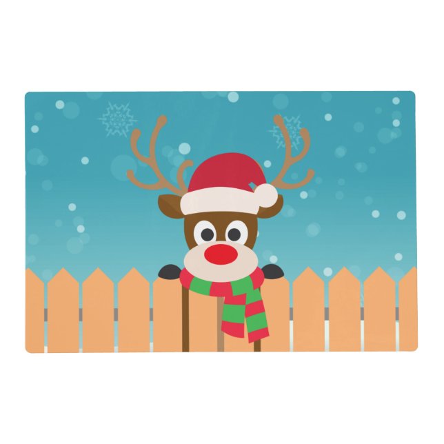 Cute Rudolph The Red Nose Reindeer | Placemat (Front)