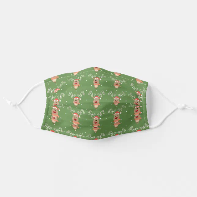 Cute Rudolph the red nosed reindeer cartoon Adult Cloth Face Mask | Zazzle