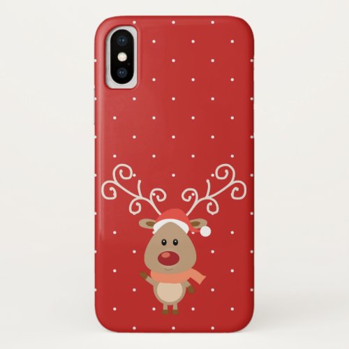 Cute Rudolph the red nosed reindeer cartoon iPhone X Case