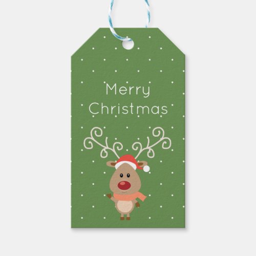 Cute Rudolph the red nosed reindeer cartoon Gift Tags