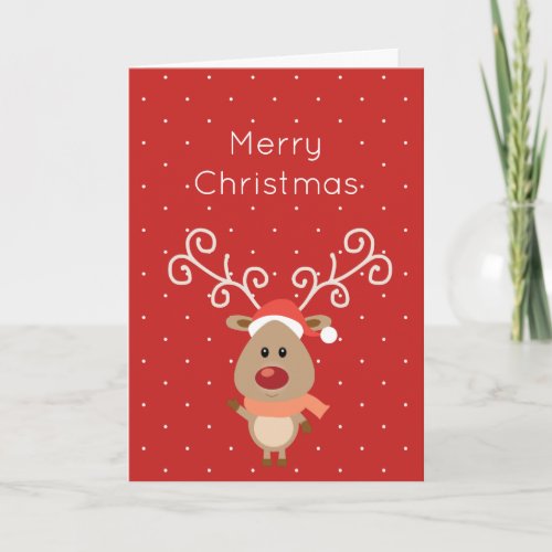 Cute Rudolph the red nosed reindeer cartoon Holiday Card