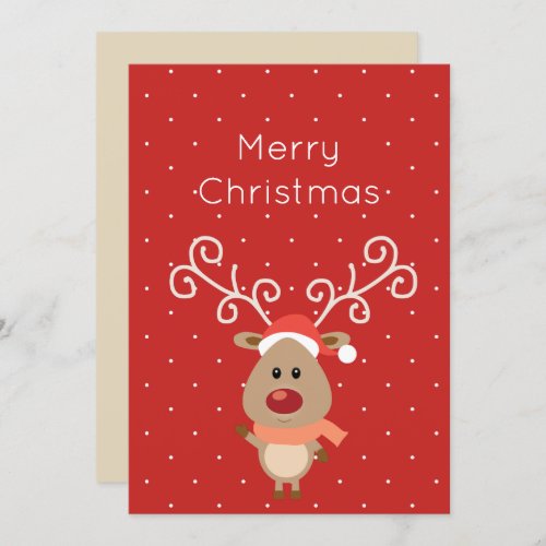 Cute Rudolph the red nosed reindeer cartoon Invitation