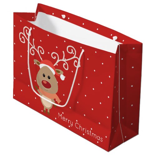 Cute Rudolph the red nosed reindeer cartoon Large Gift Bag