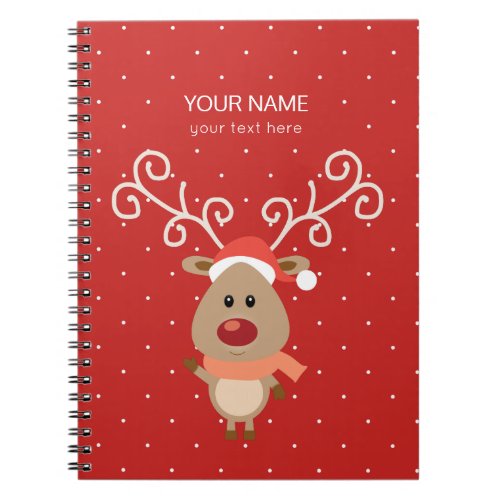 Cute Rudolph the red nosed reindeer cartoon Notebook