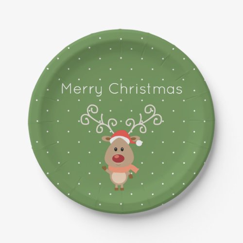 Cute Rudolph the red nosed reindeer cartoon Paper Plates