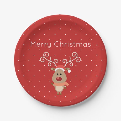 Cute Rudolph the red nosed reindeer cartoon Paper Plates