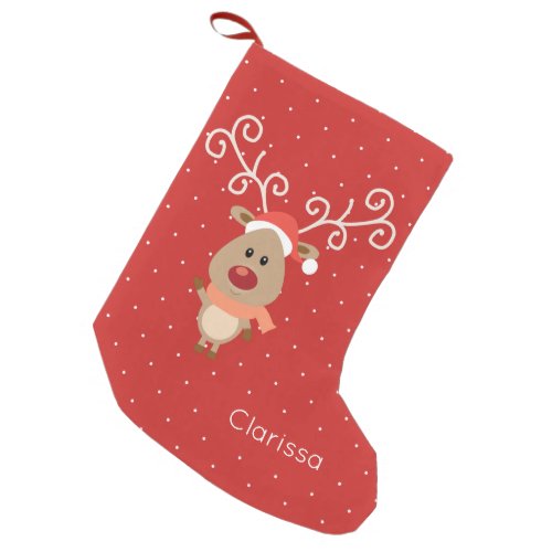 Cute Rudolph the red nosed reindeer cartoon Small Christmas Stocking