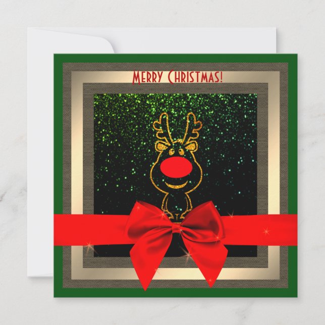 Cute Rudolph the Red nosed Reindeer Christmas Card (Front)