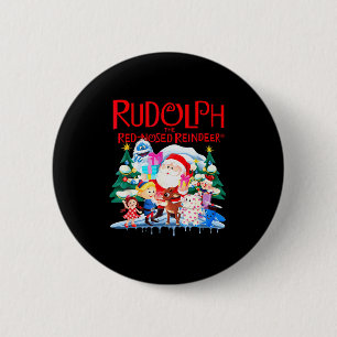 Cute Rudolph The Red Nosed Reindeer Christmas Spec Button