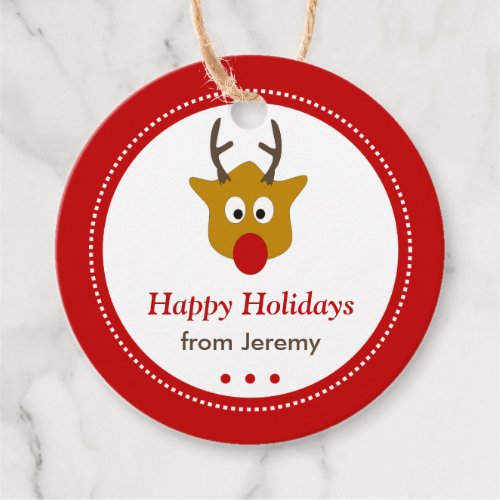 Cute Rudolph the Reindeer Red Christmas Holidays Favor Tags