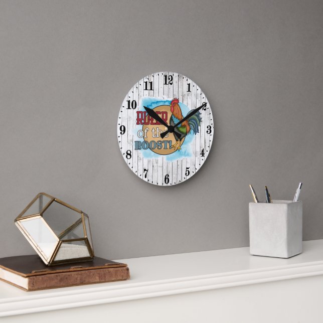 Cute ruler rooster lovers round clock (Office)