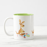 Cute Rummaging Cartoon Kangaroo Two-Tone Coffee Mug