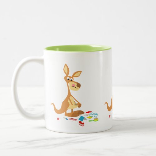 Cute Rummaging Cartoon Kangaroo Two_Tone Coffee Mug