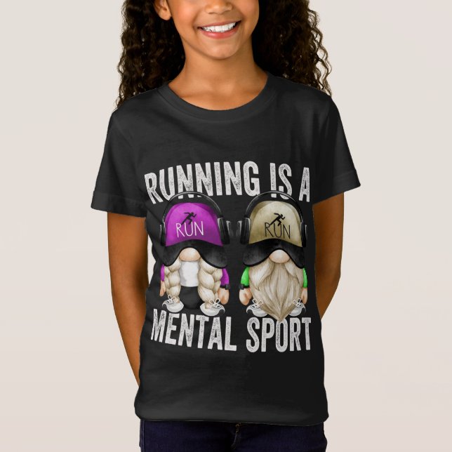 Cute Runners Gnome Couple Funny Running Is A Menta T-Shirt (Front)