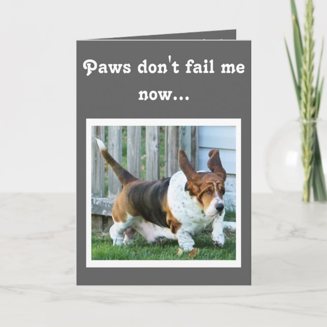 Cute Running Basset on Funny "Father's Day" Card (Front)