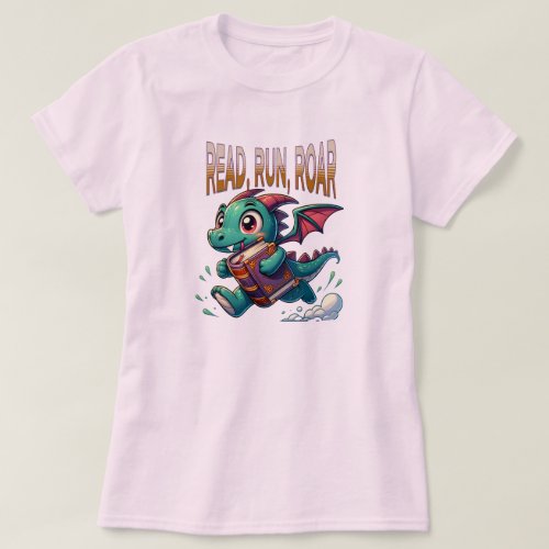 Cute running Book Dragon T_Shirt