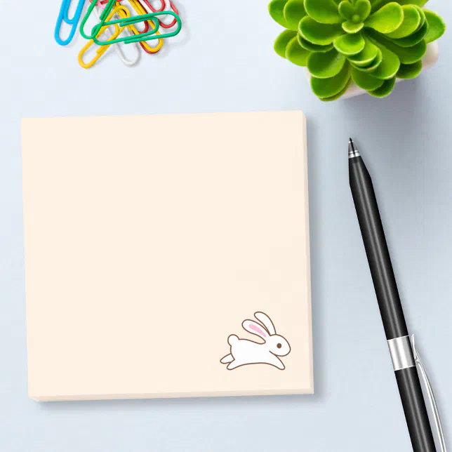 Cute Running Bunny Rabbit Beige Post-it Notes | Zazzle