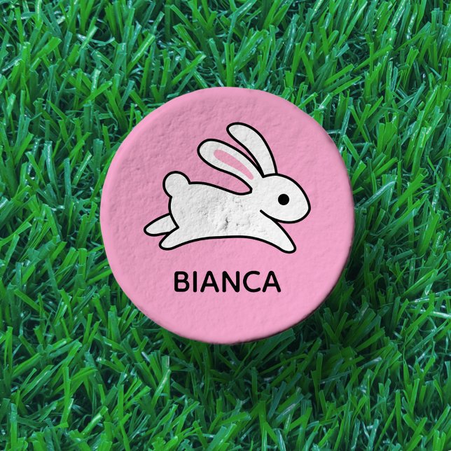 Cute Running Bunny Rabbit Custom Name Golf Tees (Creator Uploaded)