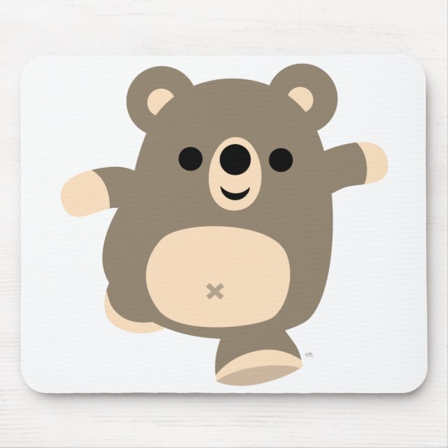 Cute Running Cartoon Bear mousepad (Front)