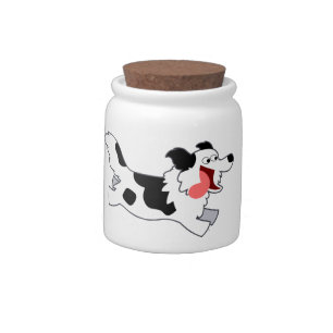Cute Running Cartoon Border Collie Candy Jar
