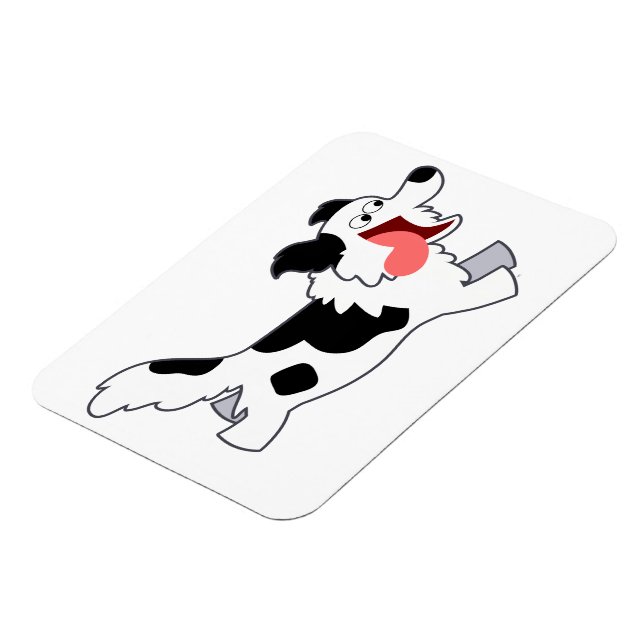 Cute Running Cartoon Border Collie Flexible Magnet (Left Side)
