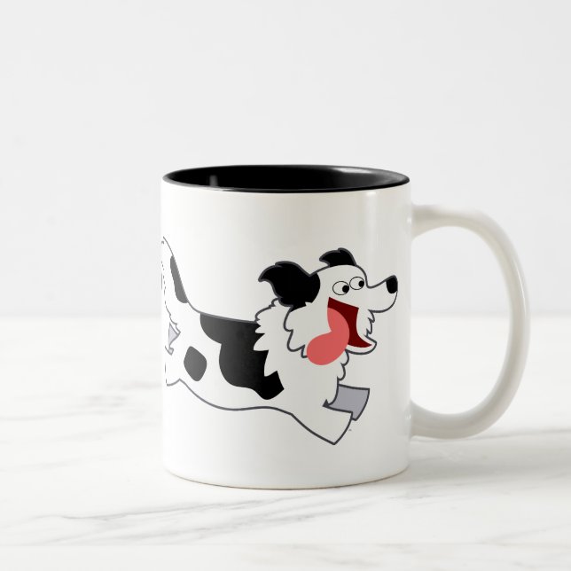 Cute Running Cartoon Border Collie Mug (Right)