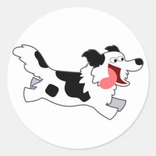 Cute Running Cartoon Border Collie Sticker