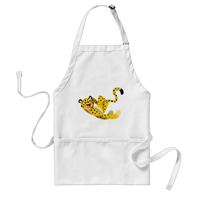 Cute Running Cartoon Cheetah Adult Apron (Front)