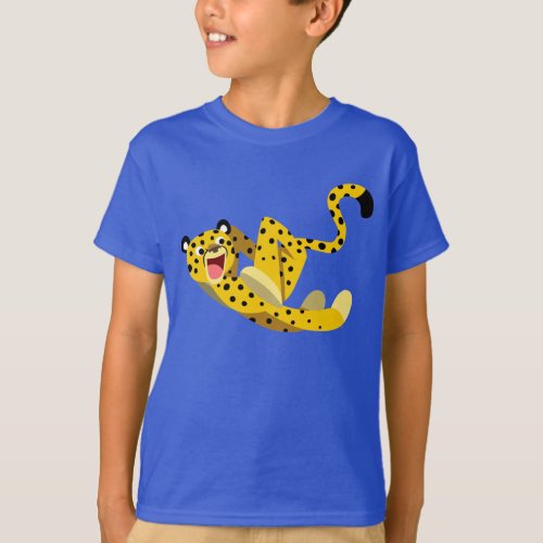 Cute Running Cartoon Cheetah Children T_Shirt