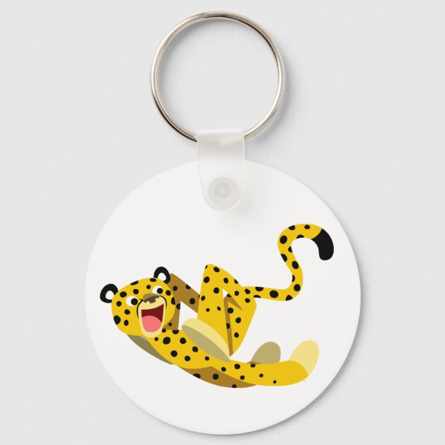 Cute Running Cartoon Cheetah Keychain (Front)