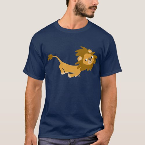 Cute Running Cartoon Lion T_Shirt