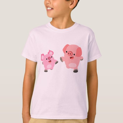 Cute Running Cartoon Pigs Children T_Shirt