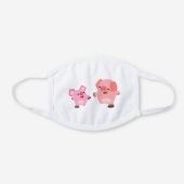 Cute Running Cartoon Pigs White Cotton Face Mask (Front)