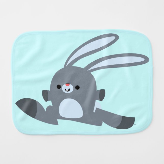Cute Running Cartoon Rabbit Burp Cloth (Front Horizontal)