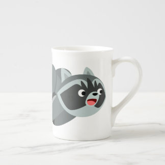 Cute Running Cartoon Raccoon Bone China Mug