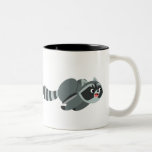 Cute Running Cartoon Raccoon Two-Tone Coffee Mug