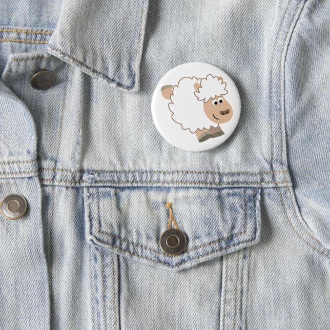 Cute Running Cartoon Sheep Button (In Situ)