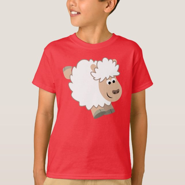 Cute Running Cartoon Sheep Children T-Shirt (Front)