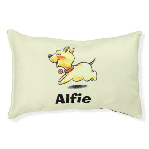 Cute Running Dog Custom Name Pet Bed