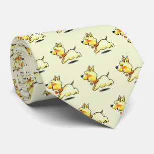 Cute Running Dog Illustration for Dog Lovers Neck Tie