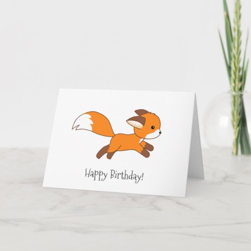 Cute Running Fox Birthday Card