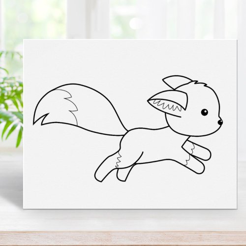 Cute Running Fox Coloring Page Poster