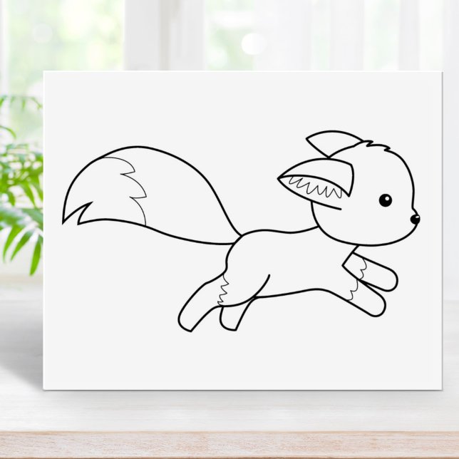 Cute Running Fox Coloring Page Rubber Stamp (Creator Uploaded)