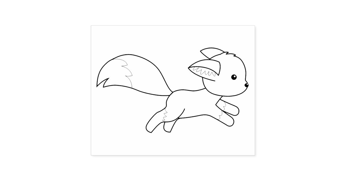 Cute Running Fox Coloring Page Rubber Stamp | Zazzle.com