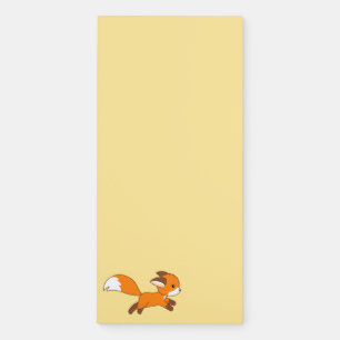 Cute Running Fox on Yellow Magnetic Notepad