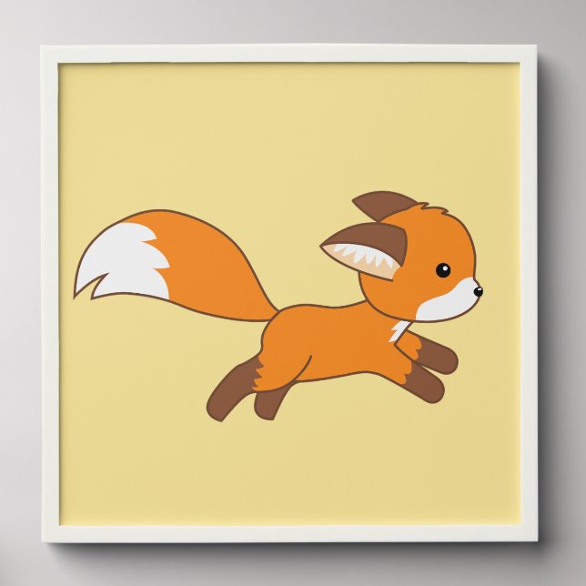 Cute Running Fox on Yellow Peel And Stick Photo Tile (Front Set)