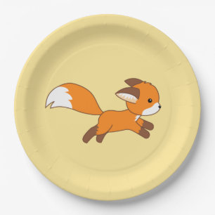 Cute Running Fox Paper Plates