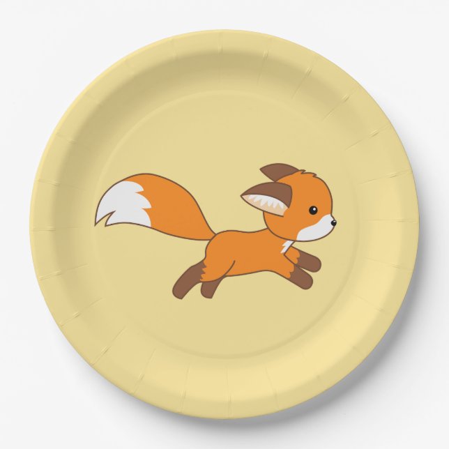 Cute Running Fox Paper Plates (Front)
