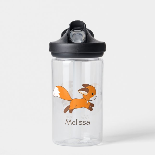 Cute Running Fox Water Bottle (Front)